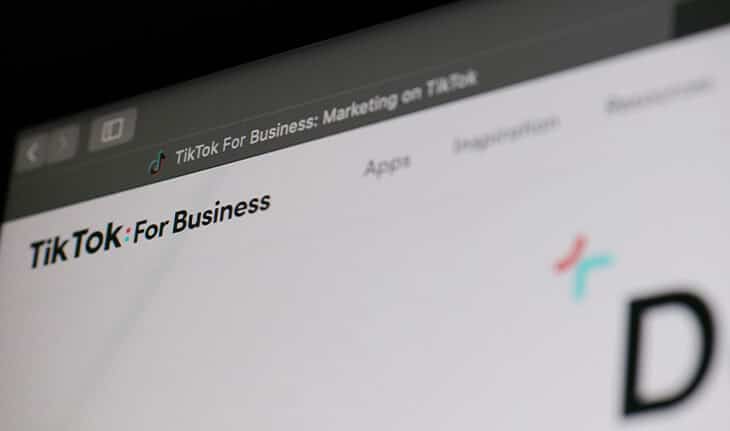 página em buscador online do tiktok for business