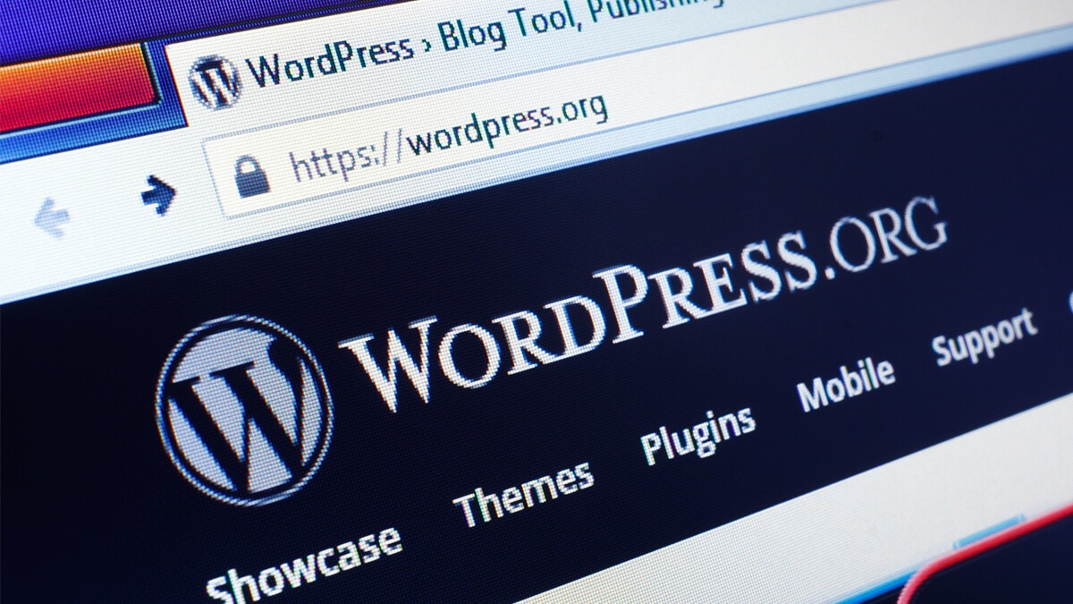 página online do WordPress em close-up de tela de computador