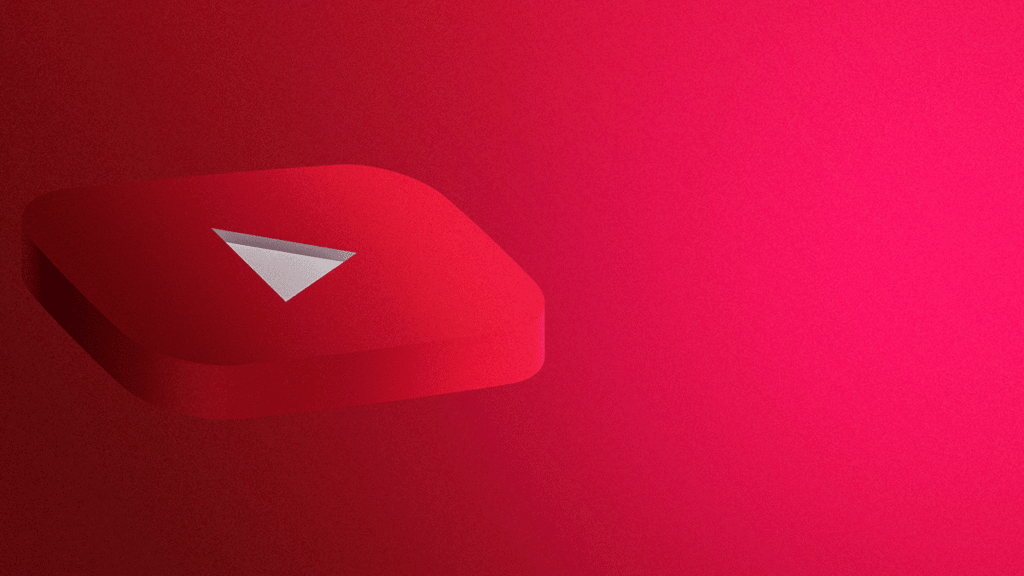 logo do YouTube em 3D em fundo vermelho
