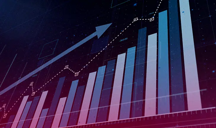gráfico azul indicando crescimento