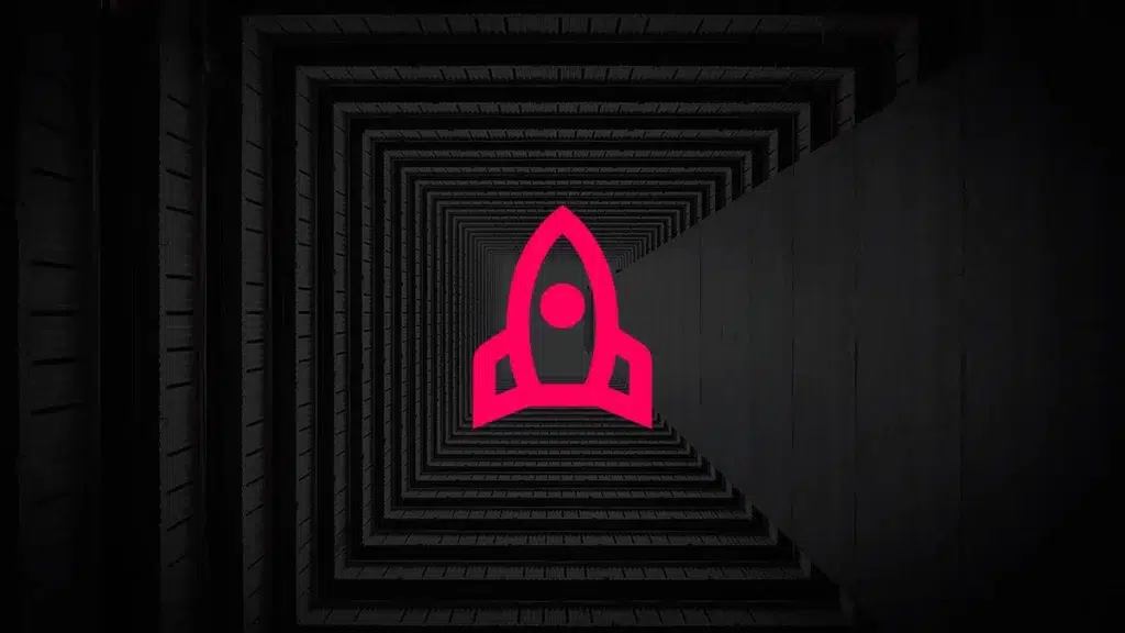 foguete rosa subindo