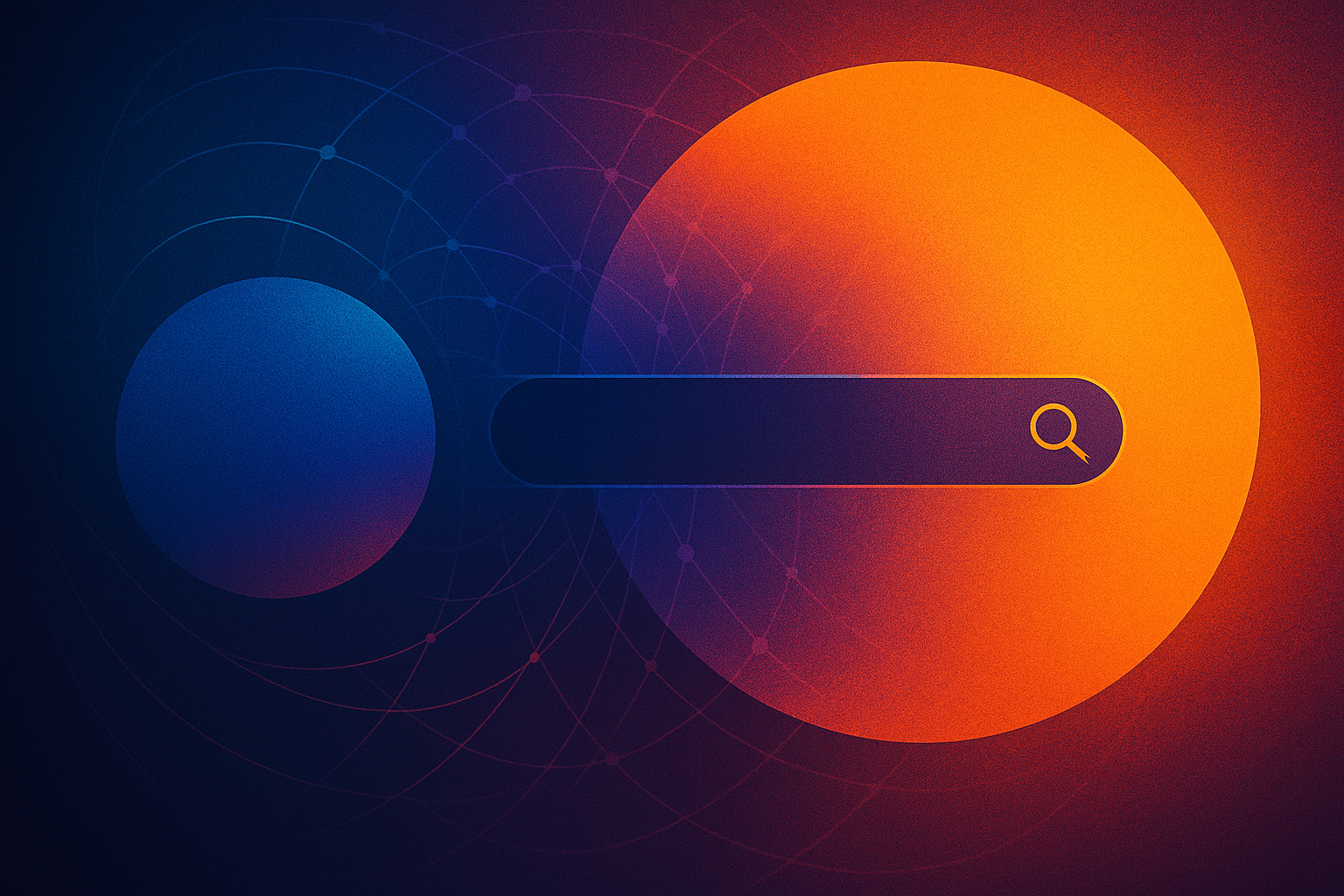 Ilustração abstrata representando visibilidade algorítmica e presença de marca em sistemas de IA e motores de busca como o Google SGE.