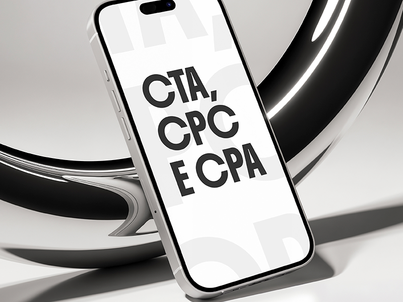 celular apontando cta, cpc e cpa